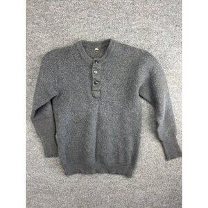 Vintage Wubken Wool Sweater Men's 52 Gray German Military Button Pullover Henley